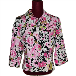 Floral Pink Women's Jacket Size Petite Extra Large